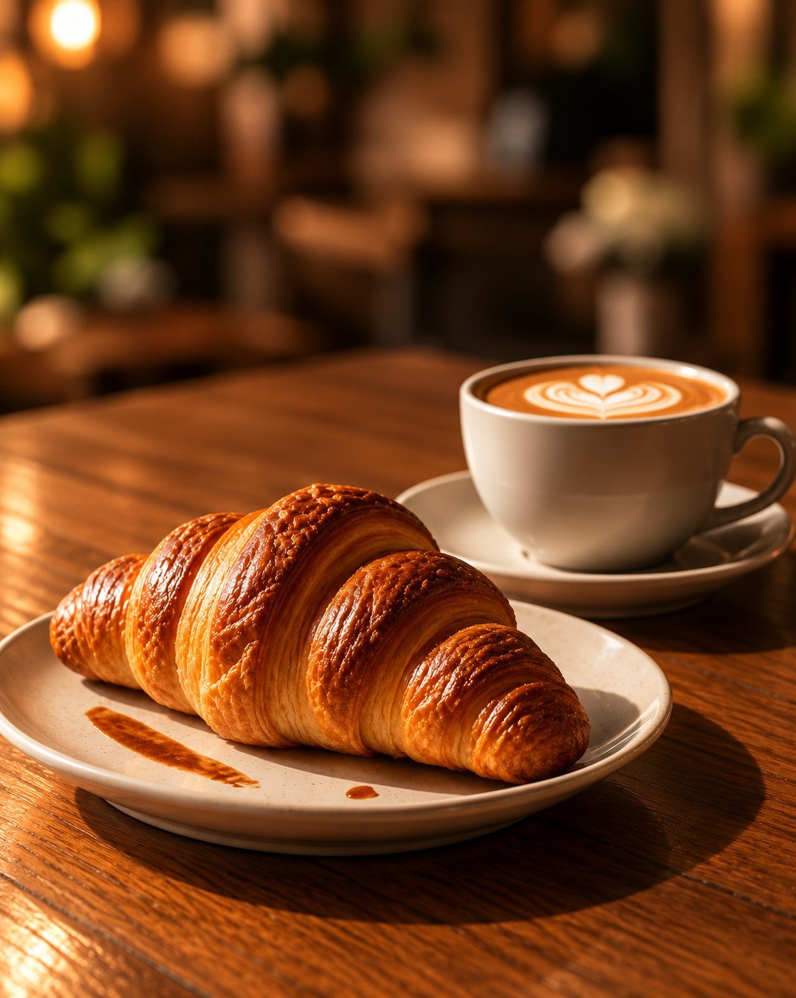 Croissant dan cappuccino